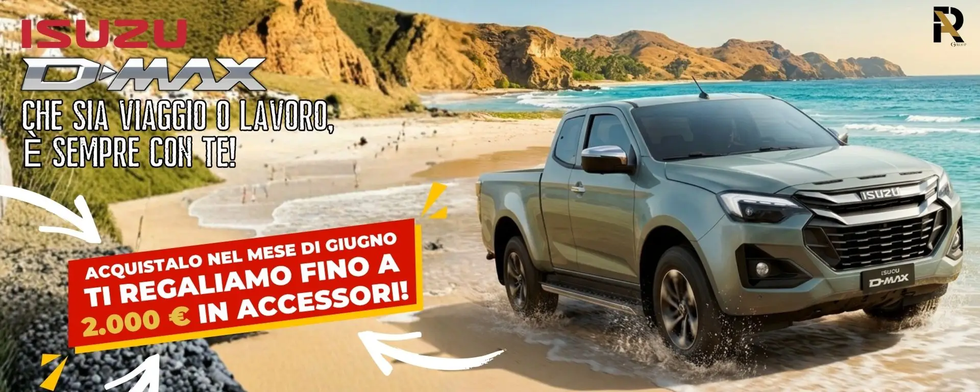 slider desktop Promozione Isuzu D-Max: fino a 2.000€ di accessori in regalo a Giugno!