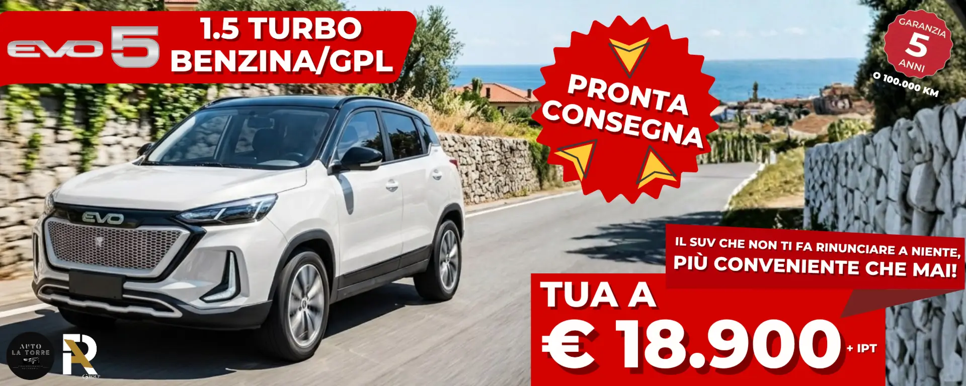 slider desktop EVO 5: Tua a 18.900€ in Pronta Consegna!