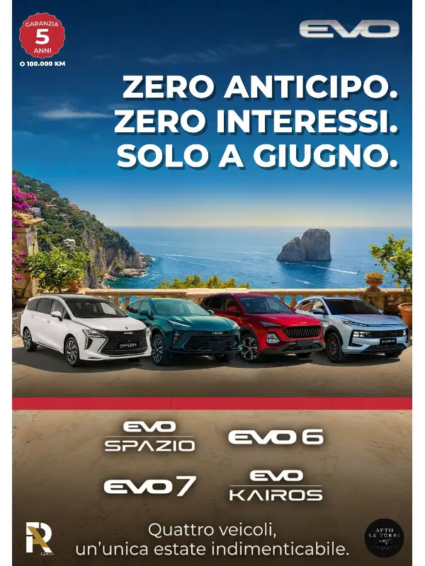 slider mobile Promozione EVO: Zero Anticipo, Zero Interessi. Solo a Giugno!