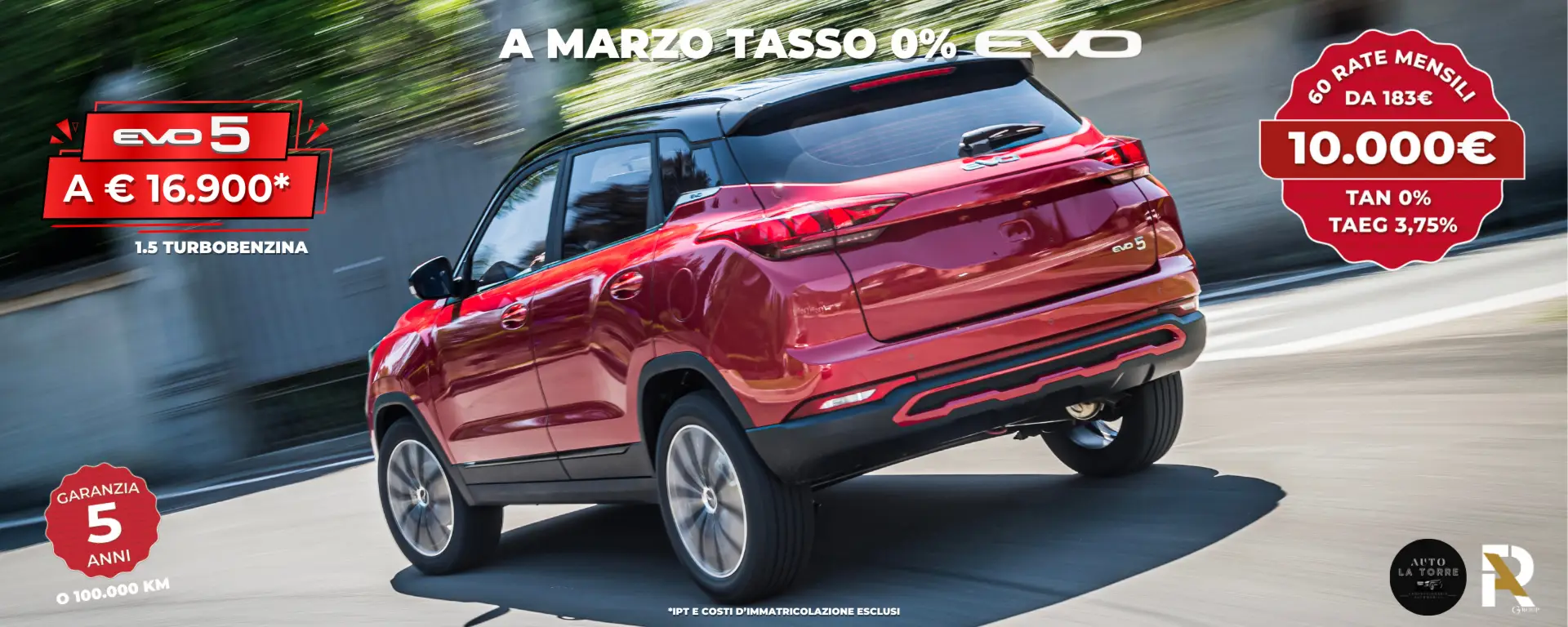 Marzo con EVO 5: Tua a € 16.900 con Tasso 0% e 5 Anni di Garanzia