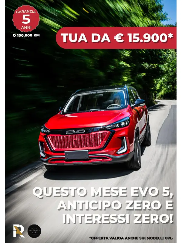 slider mobile Promozione EVO 5: Anticipo Zero e Interessi Zero!
