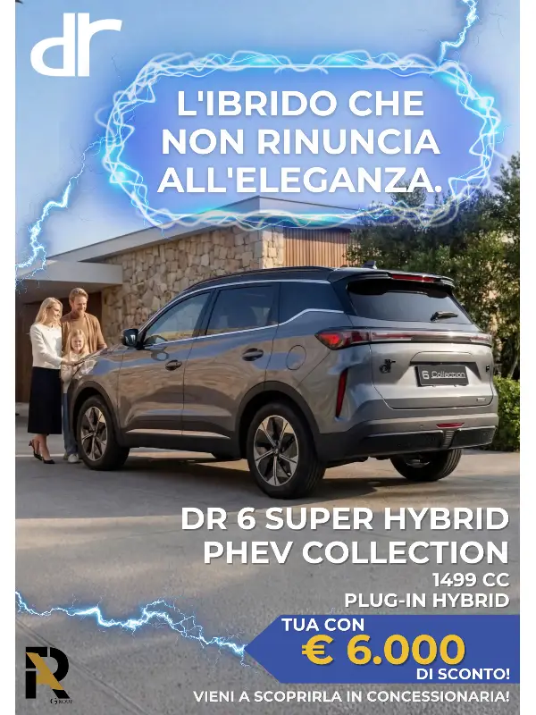 slider mobile DR 6 PHEV Collection: L'Ibrido Elegante con 6.000€ di Sconto