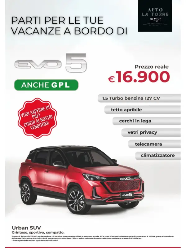 slider mobile Promozione luglio EVO 5 Turbo benzina 