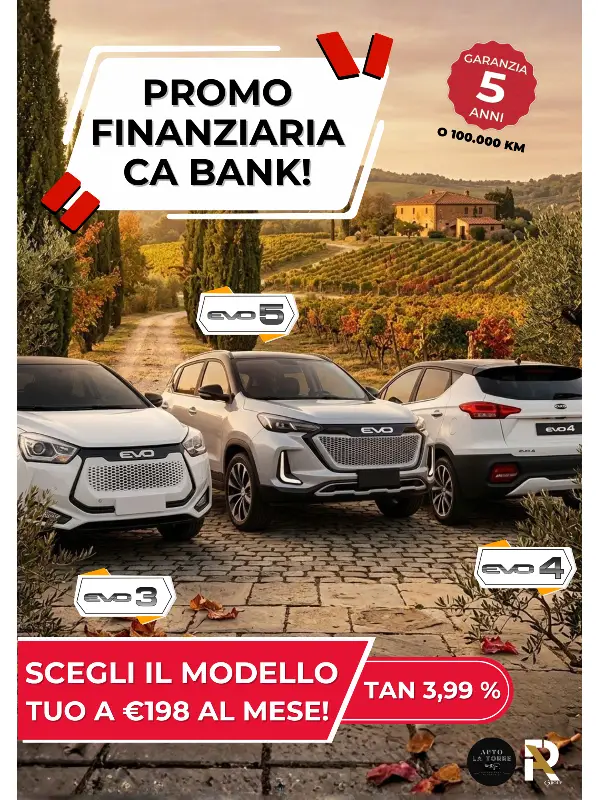 slider mobile Promo Finanziaria EVO: Tua da 198€ al mese