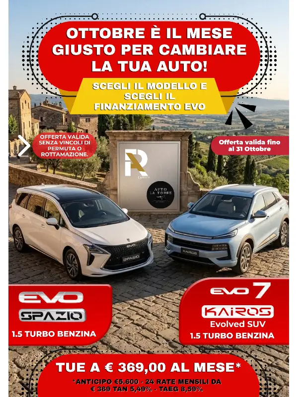 slider mobile Speciale Ottobre EVO: Nuova Auto senza Vincoli di Permuta