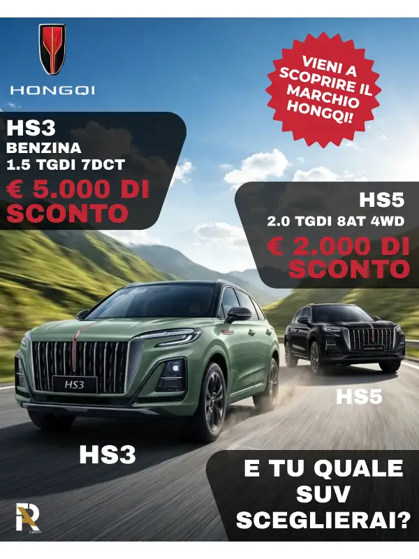 slider mobile Promozione Hongqi: Fino a 5.000€ di Sconto!