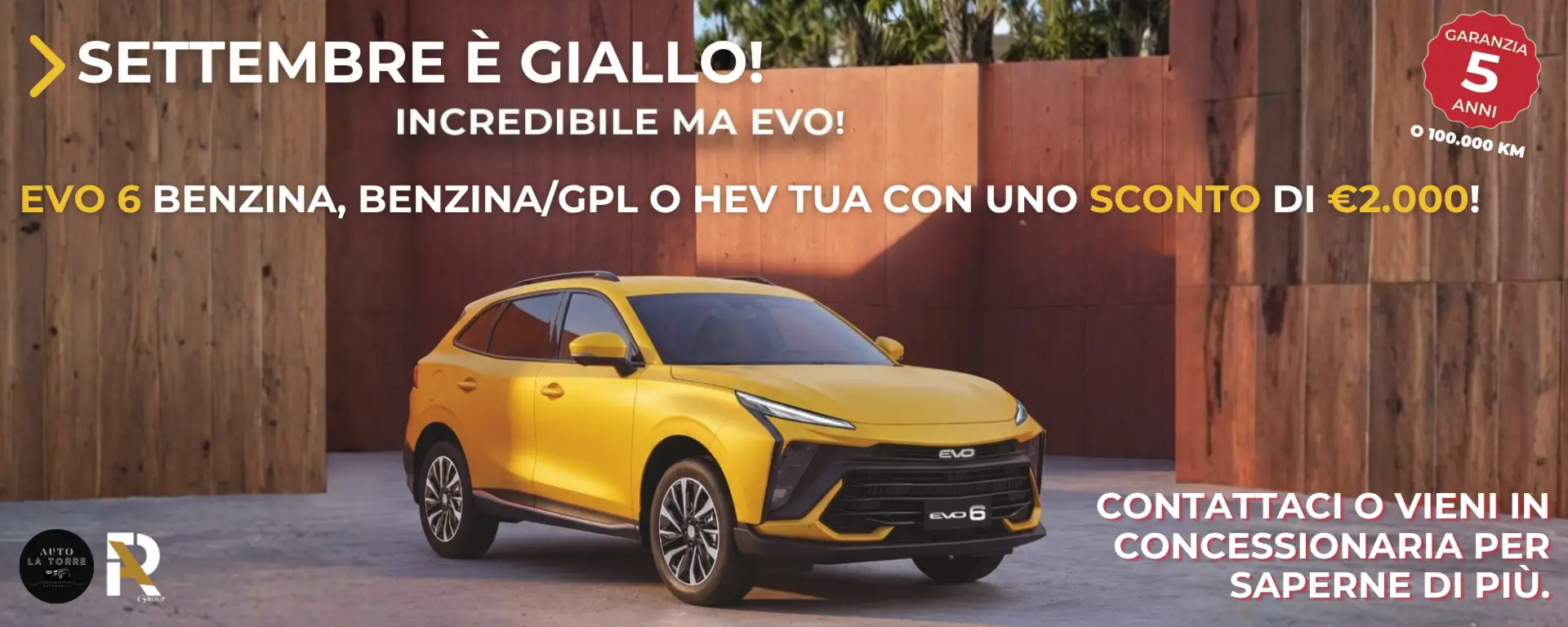 slider desktop Settembre è Giallo: EVO 6 tua con 2.000€ di sconto!