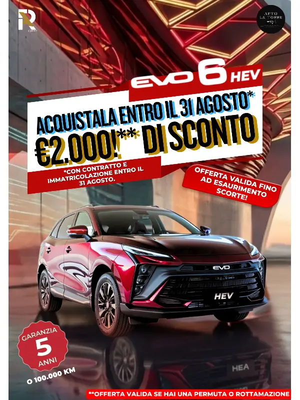 slider mobile Sconto Esclusivo di 2.000€ su EVO 6 HEV