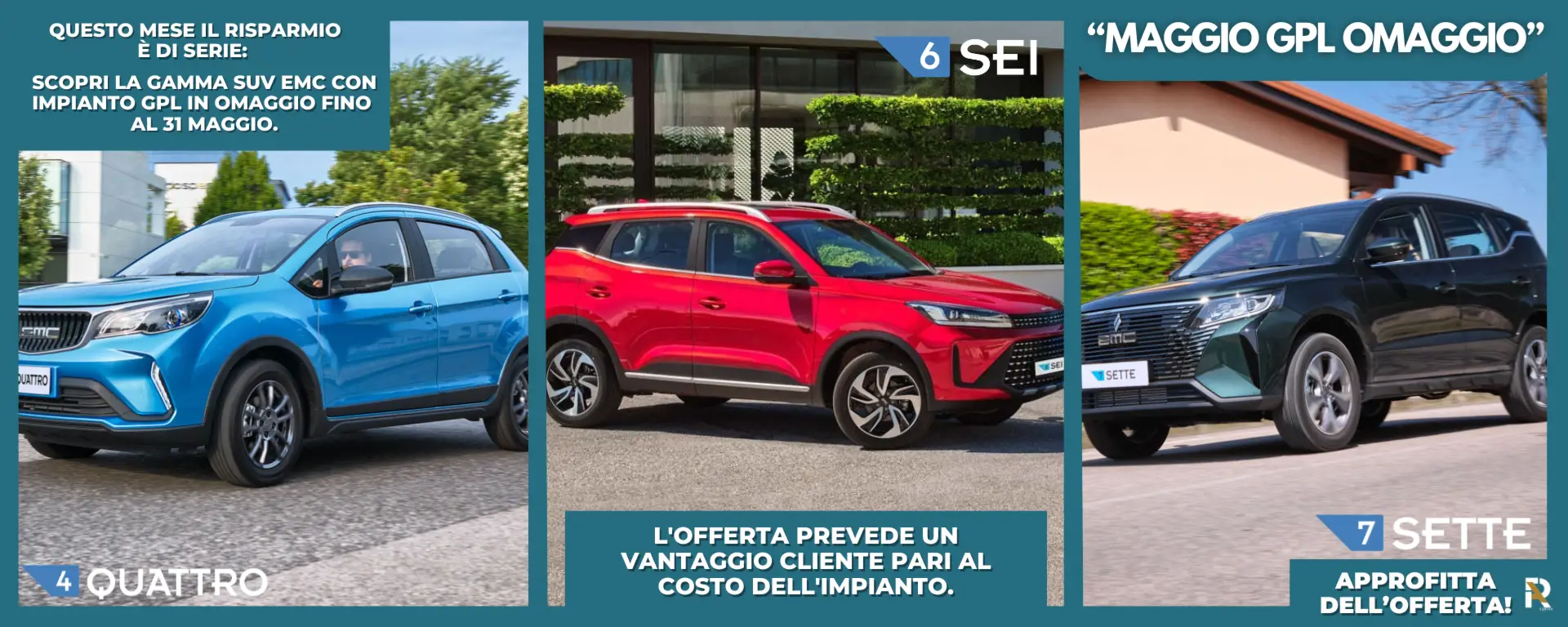 slider desktop Gamma SUV EMC: l'Impianto GPL è in Regalo