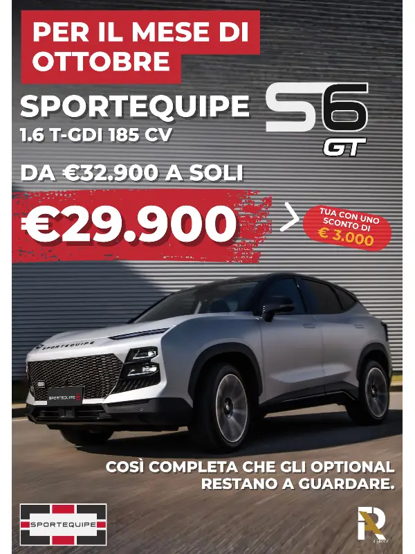 slider mobile Sportequipe S6 GT: Tua con 3.000€ di Sconto