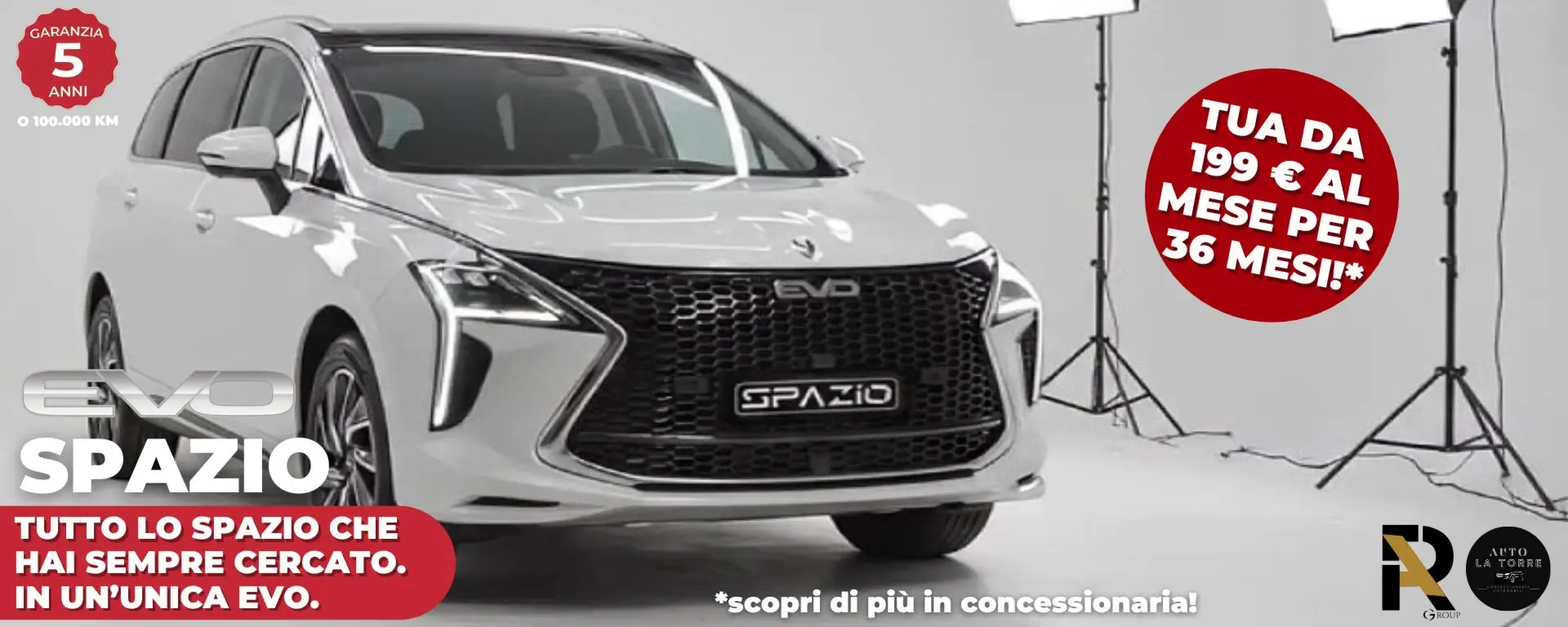 Scegli EVO Spazio: il SUV formato famiglia a 199€ al mese