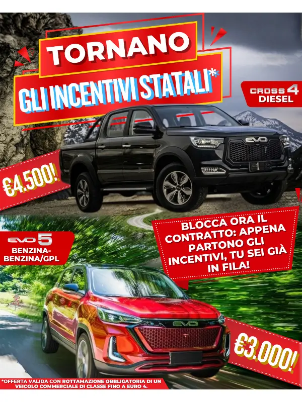 slider mobile Tornano gli Incentivi Statali: Blocca Ora la tua EVO!
