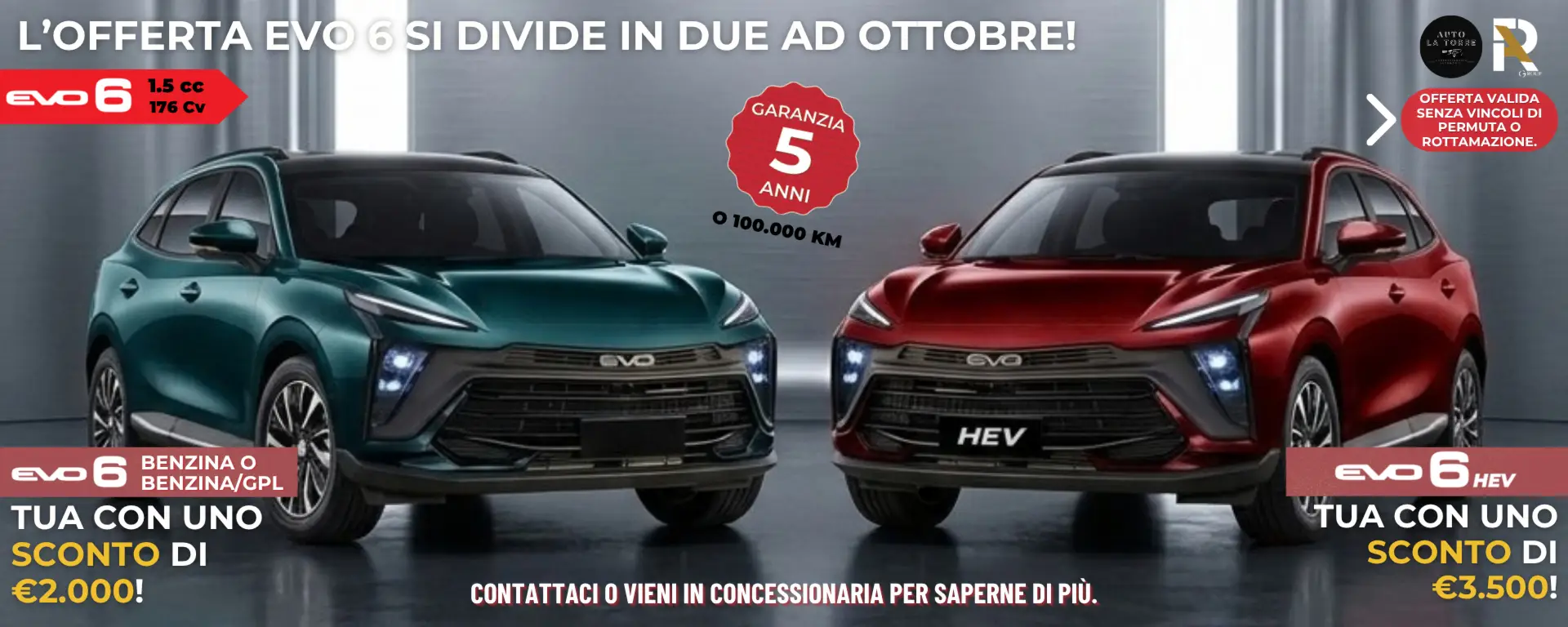 slider desktop Doppia Promozione EVO 6 per Ottobre