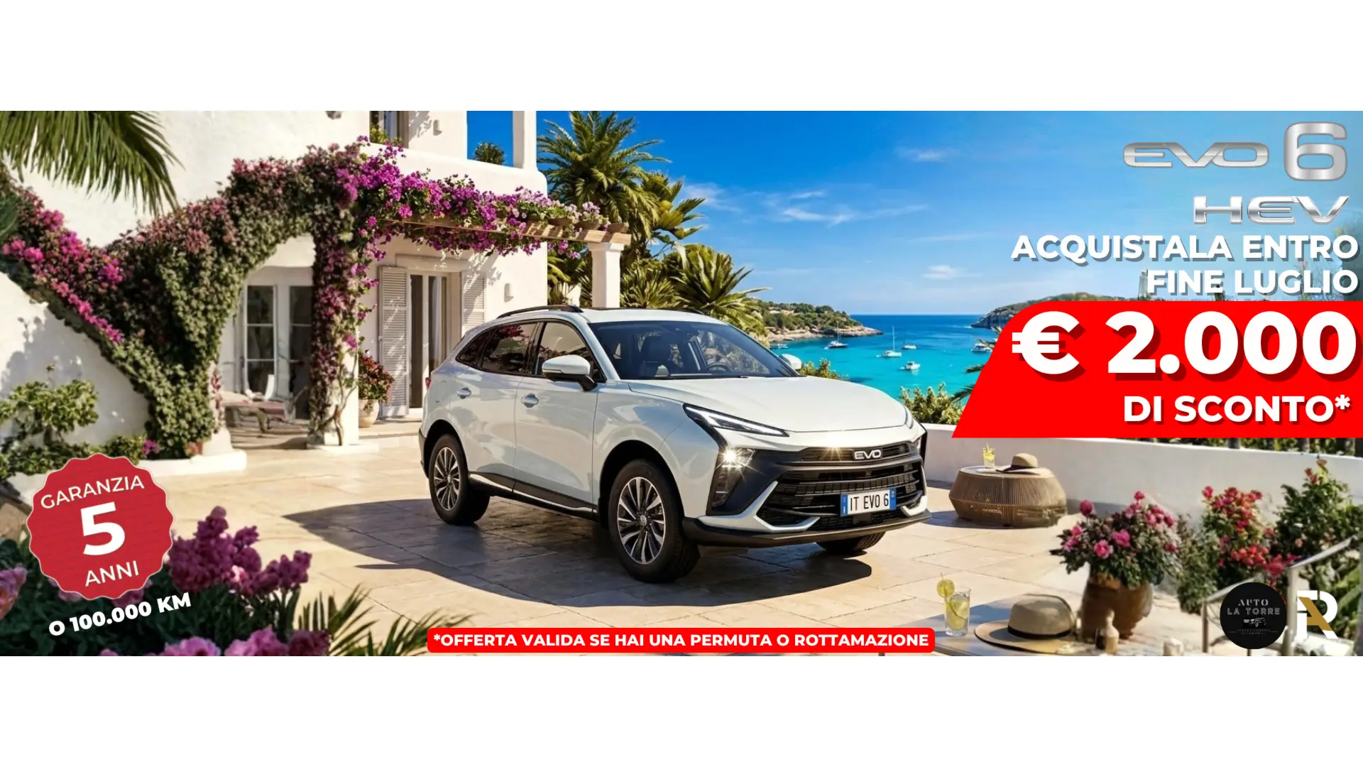 EVO 6 HEV: 2.000€ di sconto e 5 anni di garanzia!