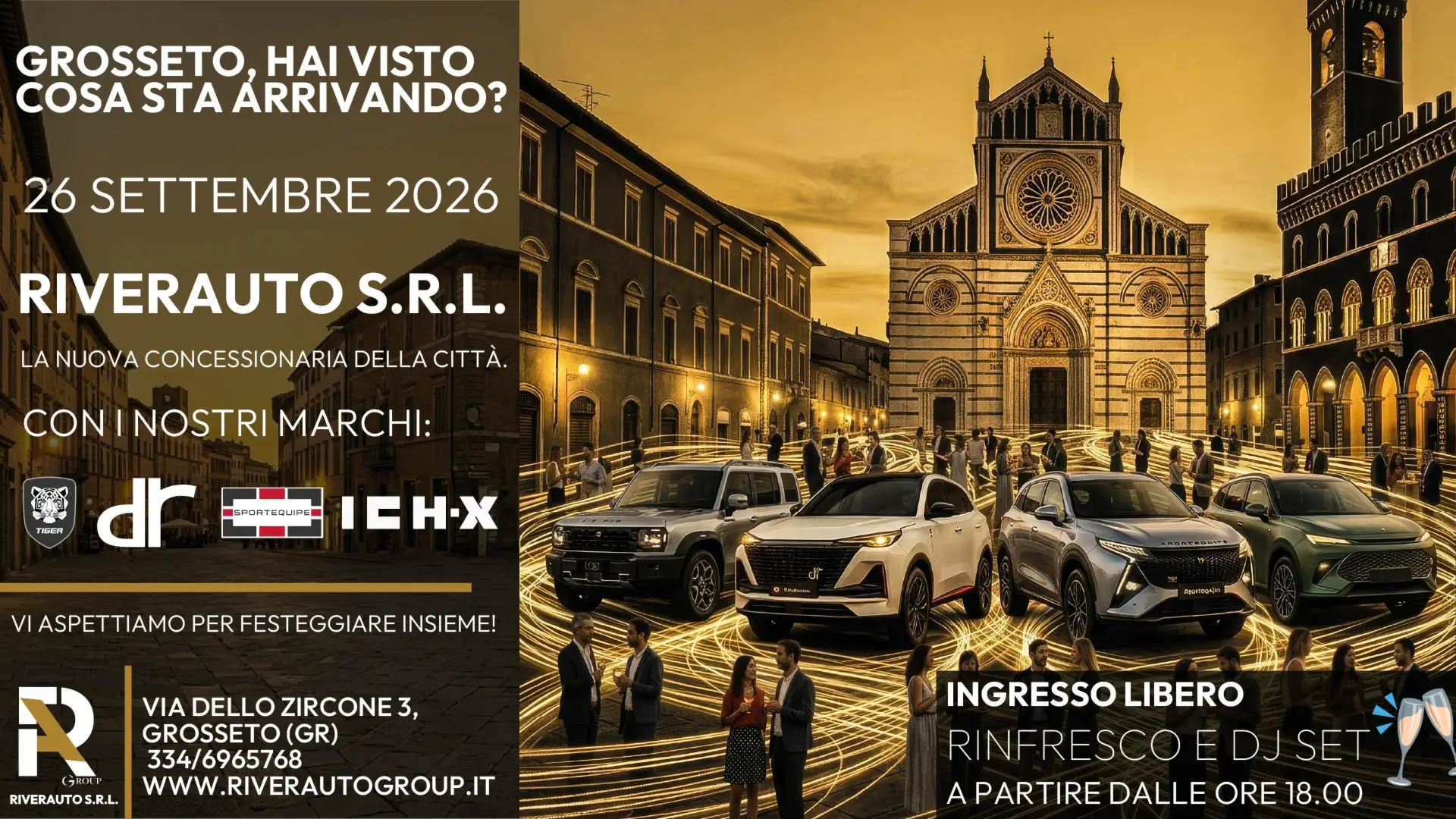 Inaugurazione RIVERAUTO a Grosseto: DJ Set & Aperitivo dalle 18!