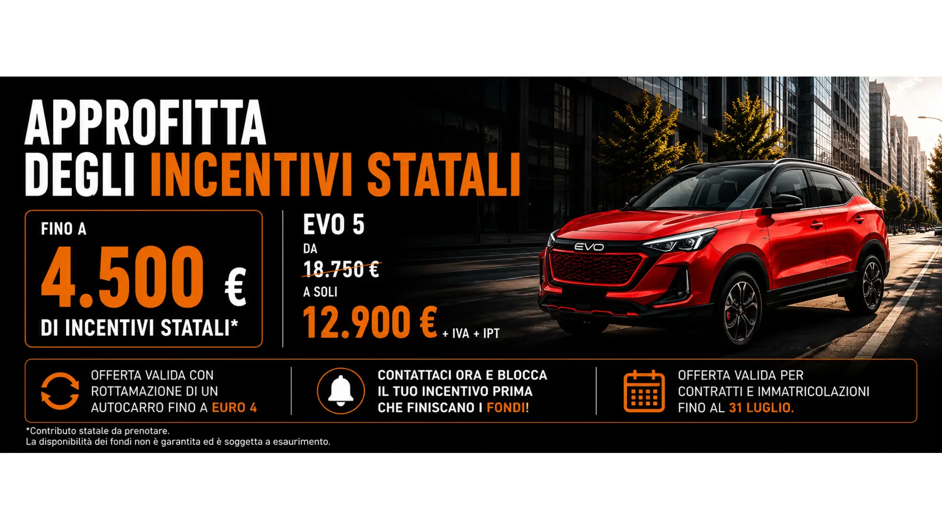 Blocca ora il tuo incentivo EVO prima che finiscano i fondi Statali!