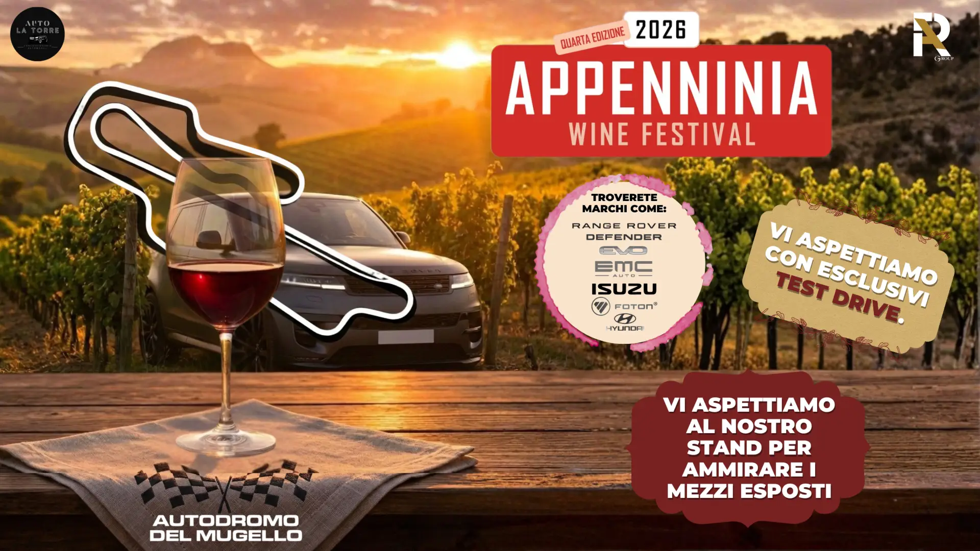 Riverauto & Appenninia: l'eccellenza sale in pista al Mugello.Un weekend esclusivo tra i migliori vini del territorio e il fascino dei motori. Ti aspettiamo l’8 e il 9 febbraio