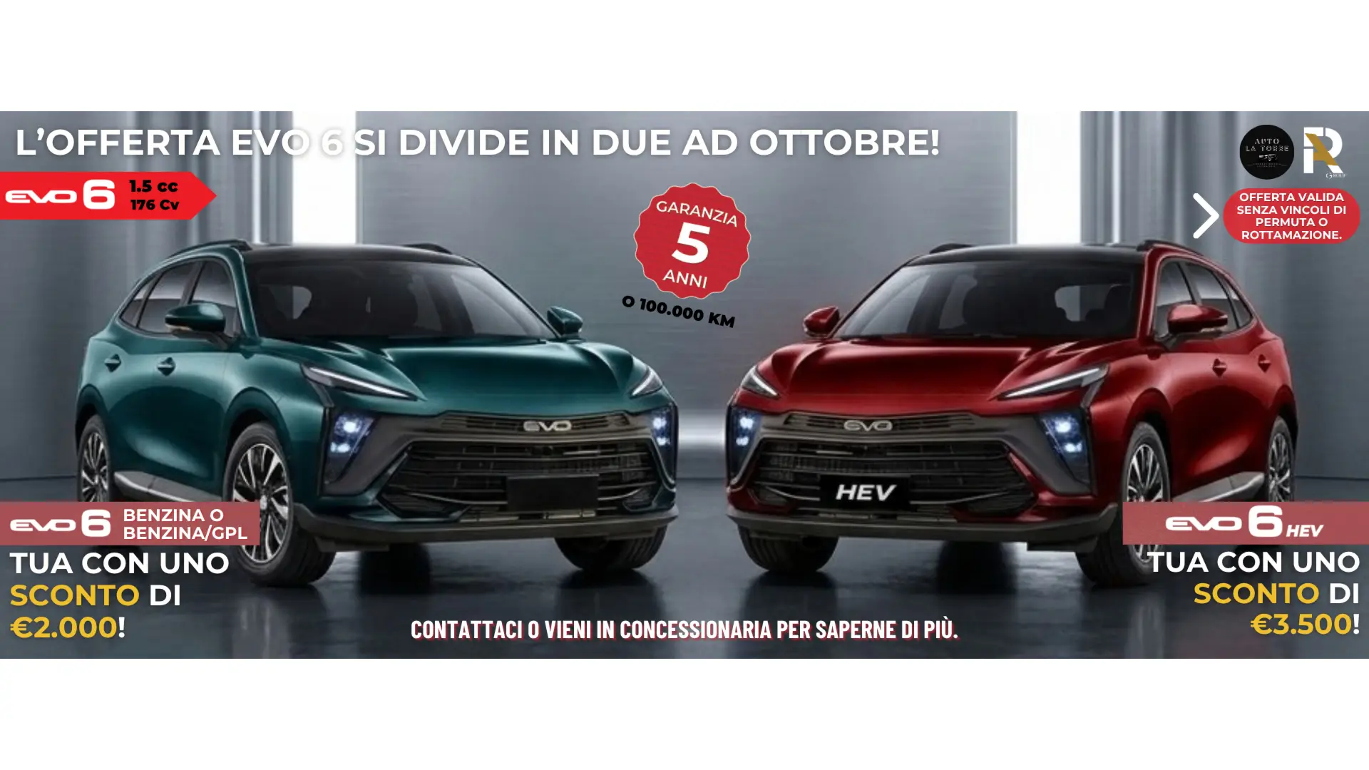 Nuova EVO 6: Sconti fino a 3.500€ ad Ottobre!