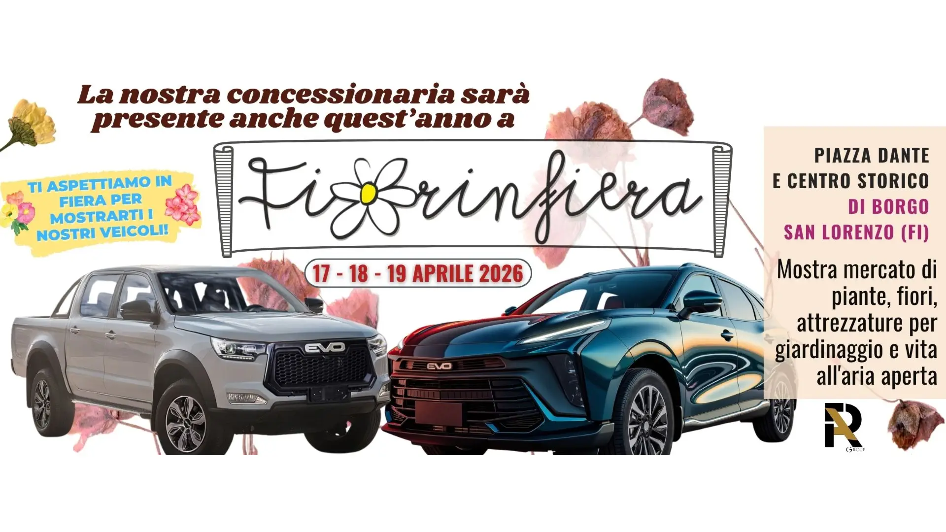 Riverauto Group partecipa a Fiorinfiera 2026: esposizione auto EVO e Katay nel cuore del Mugello